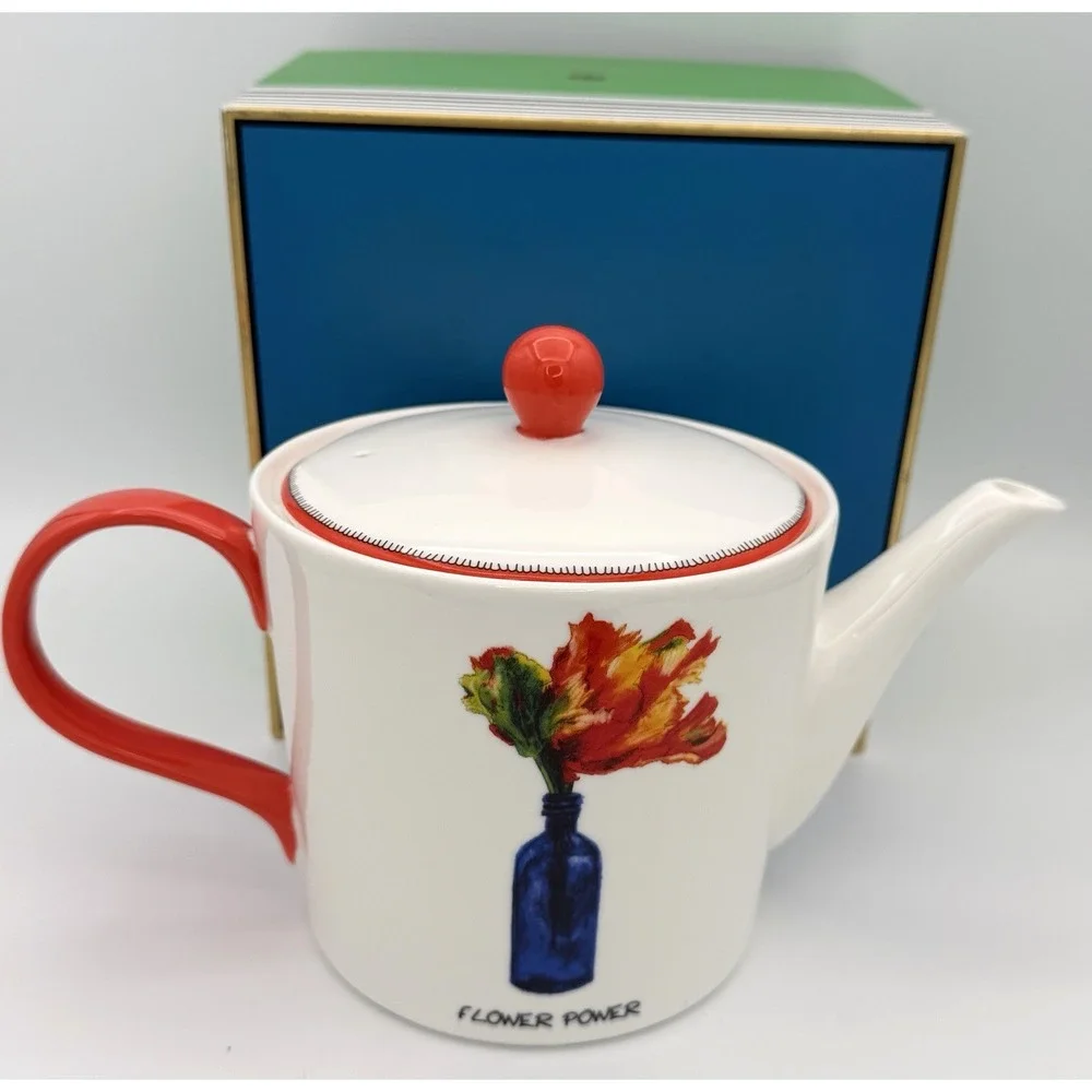 Spode Kit Kemp Doodles Teapot 32 oz Flower Power Fine China New T2204 2022